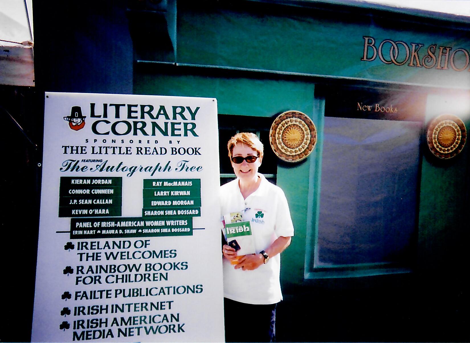 Book signing at Milwaukee Irish Fest where I met and presented Mary McAleese, President of Ireland (1997-2011), Finding My Irish book