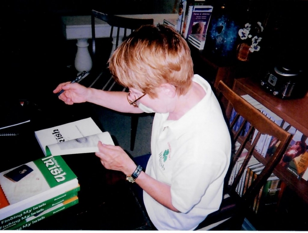 Book signing at Milwaukee Irish Fest where I met and presented Mary McAleese, President of Ireland (1997-2011), Finding My Irish book